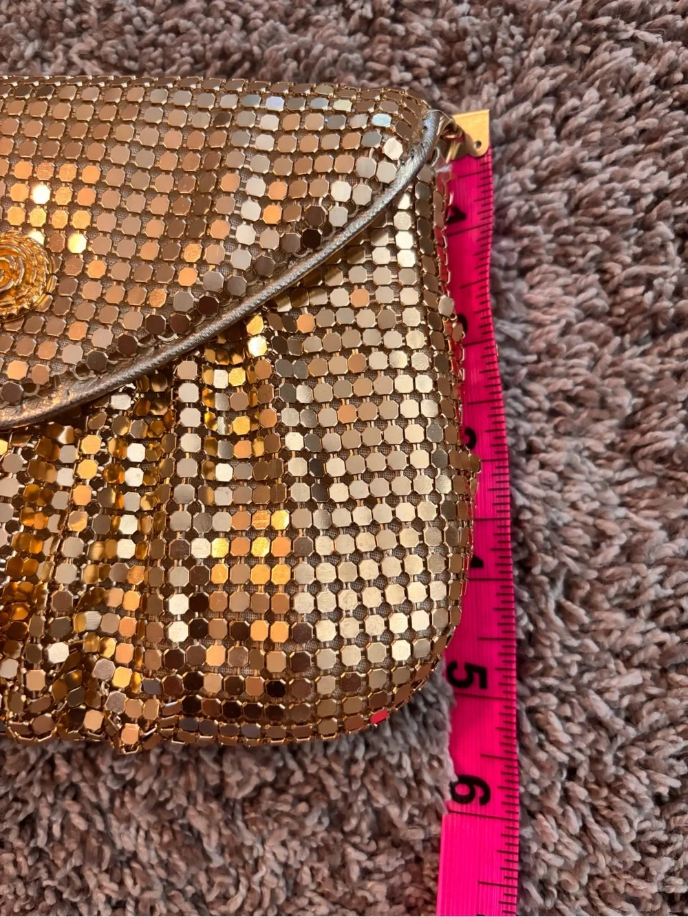 Vintage Gold Mesh Chain-Shoulder Purse Glam Hollywood Y2K Wedding Cocktail